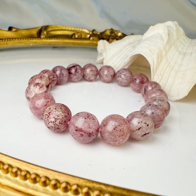 貴人運/正能量-《老料骨幹草莓素圈手鍊》3