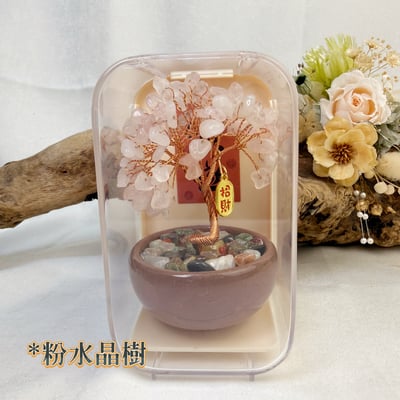 桃花貴人/招財納福-《壓克力盒水晶招財樹擺件》3