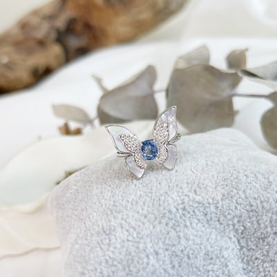 貝母蝴蝶藍寶戒指5