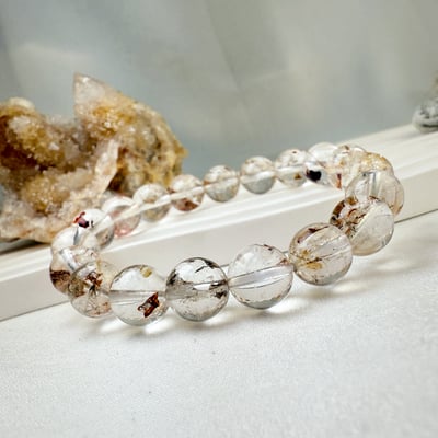 高頻能量/避邪/冥想-《10mm骸骨閃靈水晶手鍊》5