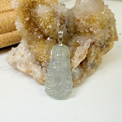 平安/吉祥/靜心-《冰種翡翠站立觀音項鍊》4