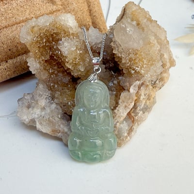 平安/吉祥/靜心-《冰種豆青觀音項鍊》5