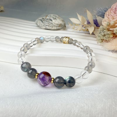 消除負能量/安定-《紫幽靈拉長白水晶手鍊》3