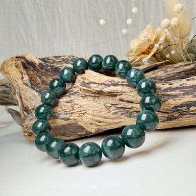 珍品收藏/守護的能量-《10mm緬甸玉油青種手鍊》4