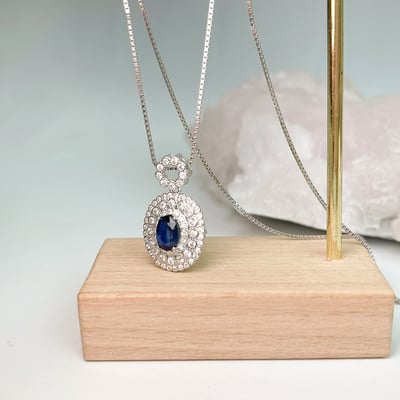 無燒/高貴/藍寶石-《層次滿鑽藍寶石項鍊》2