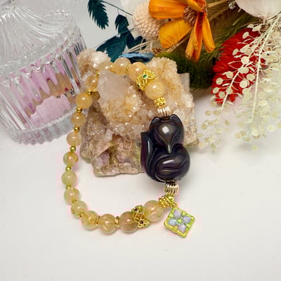 防小人/穩定磁場/旺運勢-《彩虹黑曜狐狸鈦晶手鍊》2