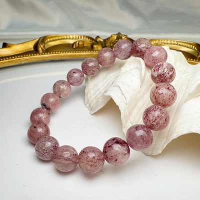 貴人運/正能量-《老料骨幹草莓素圈手鍊》5