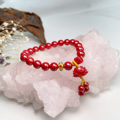 避邪擋煞 / 開運招財-《立體蓮花墜飾帝王砂硃砂手鍊》4