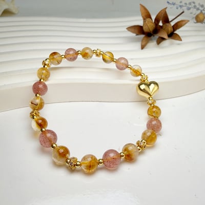 幸福能量-《愛心珠草莓黃水晶手鍊》3