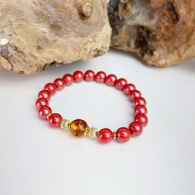 旺運勢/擋煞/防小人-《黃金花珀8mm帝王砂硃砂手鍊》4