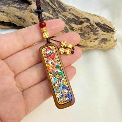 鎮定安神/召喚財富-《檀木五路財神吊飾·鑰匙圈》3