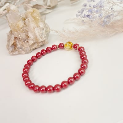 旺運勢/擋煞/防小人-《黃金花珀帝王砂硃砂手鍊》4