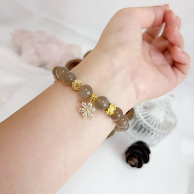 設計款-天然橙灰月光石手鍊5