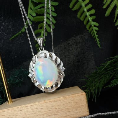 高韻光遊彩/透體料-《頂級高光遊彩蛋白石珠寶項鍊》橢圓切割6