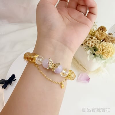 貴人運/財富-《銅蝴蝶薰衣紫黃水晶手鍊》6