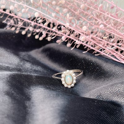 火光遊彩/透體料-《珍珠圈水晶蛋白石戒指》6