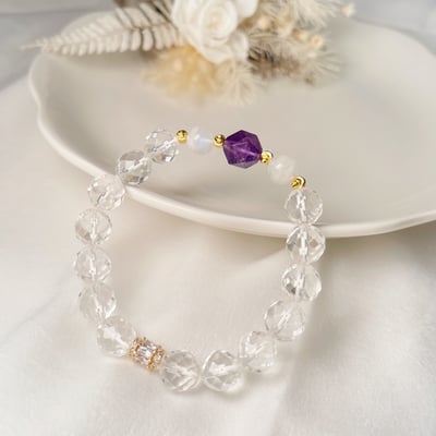 淨化/除穢/貴人-《紫晶白月光白水晶手鍊》2