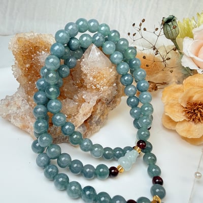 珍品收藏/守護的能量-《油青種翡翠貔貅三圈手鍊》4