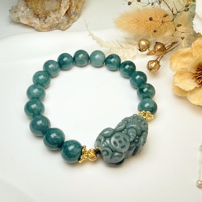 珍品收藏/守護的能量-《油青種翡翠貔貅手鍊》4