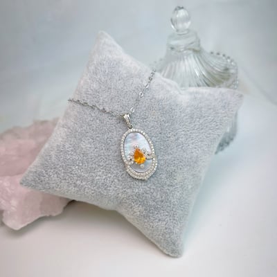 錳鋁榴石宮廷風貝母項鍊2