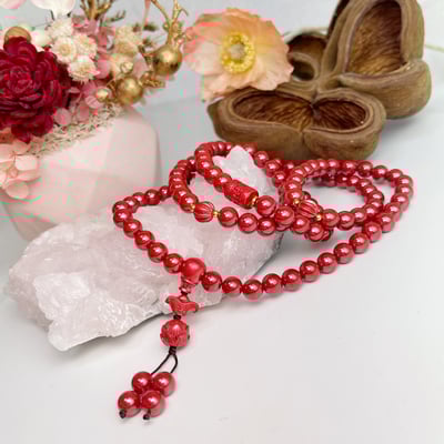 正能量/旺運勢/擋煞-《8mm元寶蓮花帝王砂硃砂108唸珠》5