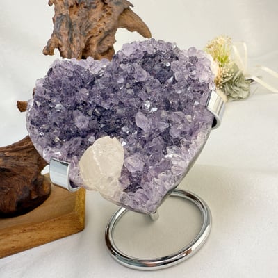 聚財聚氣/淨化磁場-《晶柱共生愛心原礦紫晶鎮擺件》3