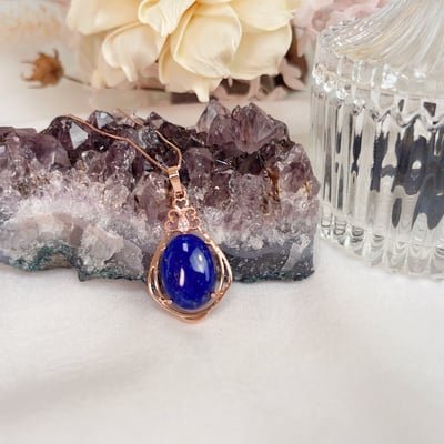 蛋面青金石玫瑰金項鍊5