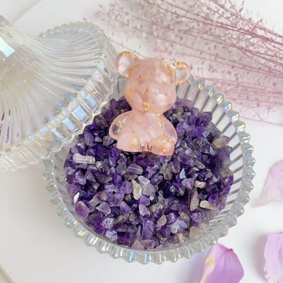 淨化消磁-《粉晶金箔小熊水晶淨化盒》7