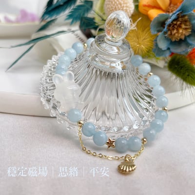 穩定磁場/思緒/平安-《白玉髓兔兔海藍寶手鍊》3