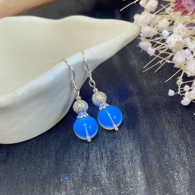 金藍高淨體/避邪招財-《收藏級藍珀琥珀手作耳環》3