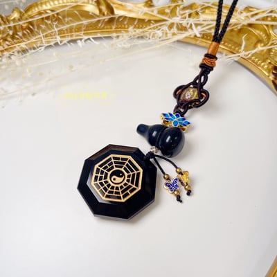 避邪黑曜/擋煞/防小人-《太極黑曜八卦+葫蘆吊飾》3