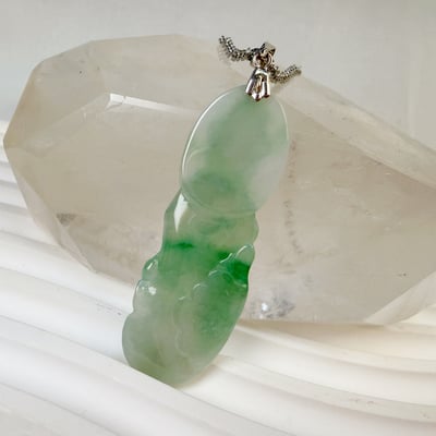 平安吉祥/心靈安定-《冰糯種綠飄花緬甸玉觀音項鍊》5