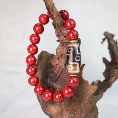 旺運勢/招財/擋煞-《九眼天珠·礦體硃砂手鍊》3