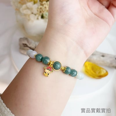 吉祥平安/緬甸玉-《雙色緬甸玉財神手鍊》6