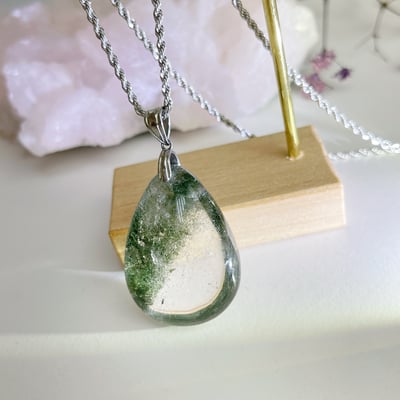 收藏級-清透料綠幽靈水晶項鍊2