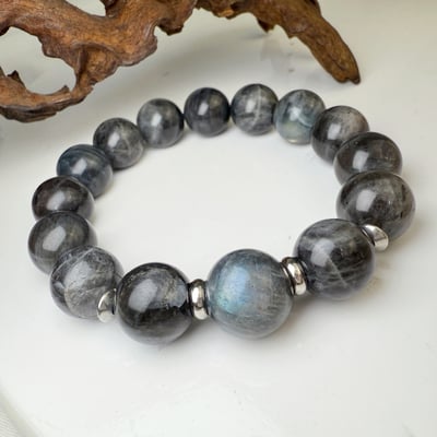 擋煞/沉穩/堅定-《黑體藍韻拉長石手鍊》2