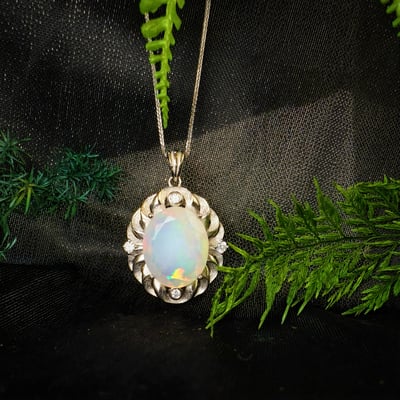 高韻光遊彩/透體料-《頂級高光遊彩蛋白石珠寶項鍊》橢圓切割3