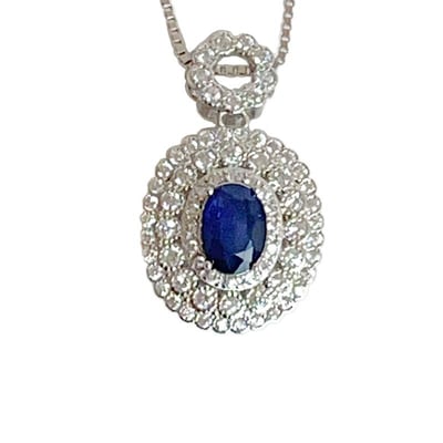 無燒/高貴/藍寶石-《層次滿鑽藍寶石項鍊》1