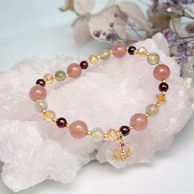 事業貴人/健康守護-《草莓石榴綠髮能量水晶手鍊》1