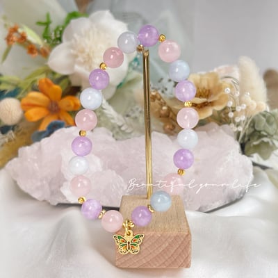 思緒清晰/貴人運-《粉晶·紫晶·海藍寶蝴蝶水晶手鍊》5