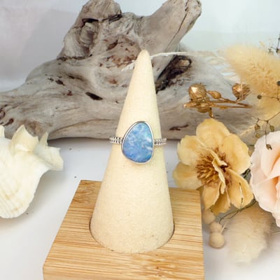 獨特稀有/火彩/歐珀-《澳洲藍蛋白石戒指》3