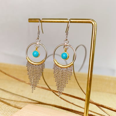 聚財避邪/成就事業-《綠松石流蘇款耳環》2