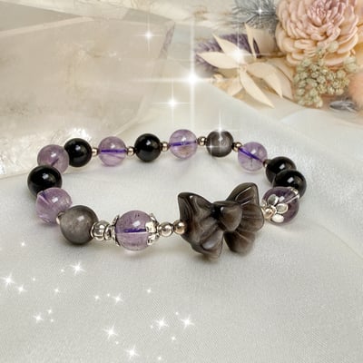 避邪平安/開智慧-《庫洛米風銀曜紫晶手鍊》2