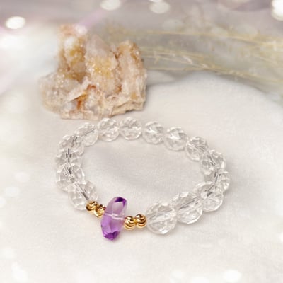 淨化/除穢/貴人-《12mm激光紫晶白水晶手鍊》3