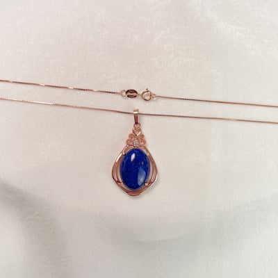 蛋面青金石玫瑰金項鍊7