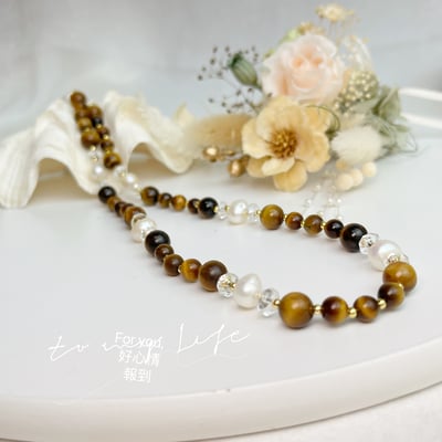 好財運好氣色-《珍珠虎眼石珠鍊項鍊》3