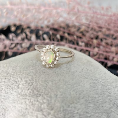 火光遊彩/透體料-《珍珠圈水晶蛋白石戒指》4