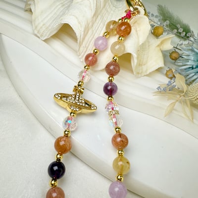 招財/開運-《多寶水晶閃亮土星吊飾》2