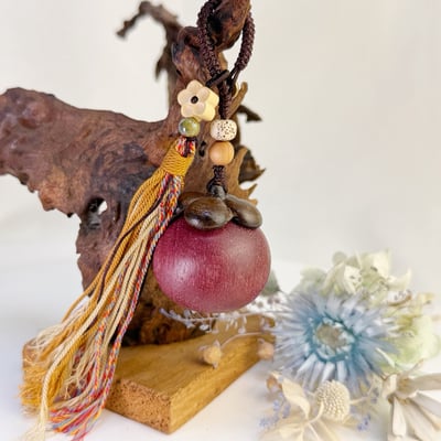 招福避邪-《玫瑰紫檀 山竹原木吊飾》2