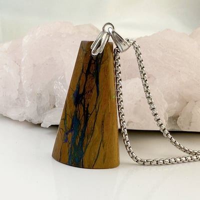 吉祥/招財/避邪-《黃底藍紋龍鳳石項鍊》4